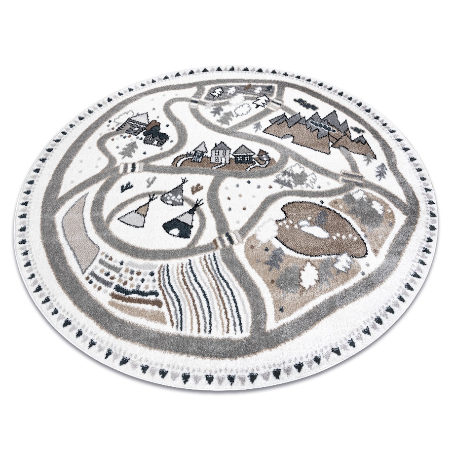 Dywan FUN Land dla dzieci, wioska, uliczki, koło 140 cm