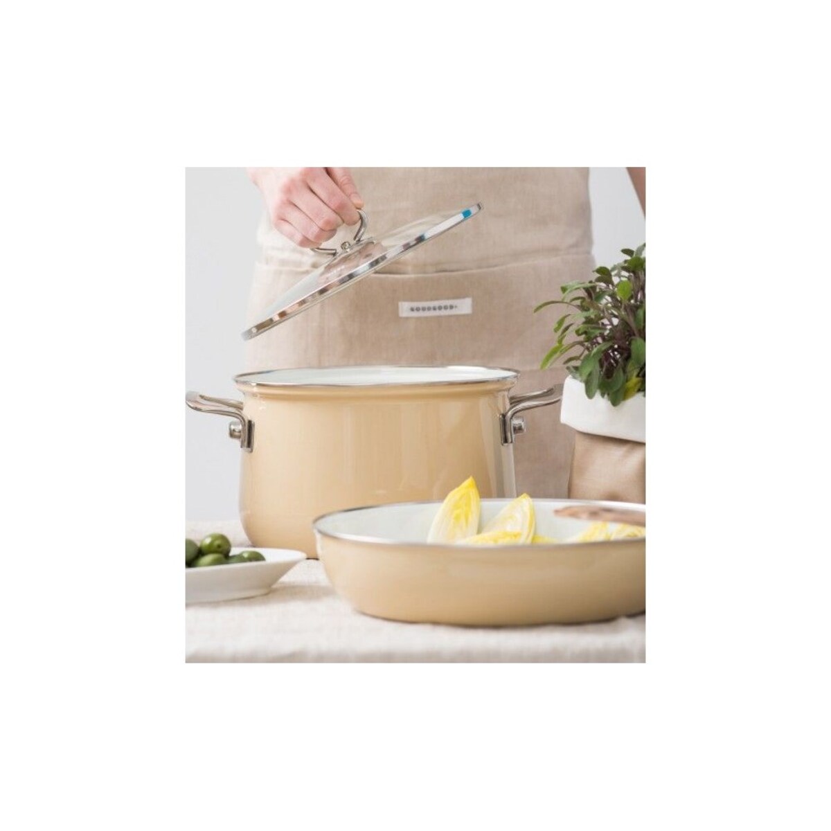 Riess garnek wysoki z pokrywą 6,5l 24cm Avorio R0705011