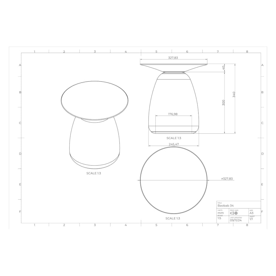 Stolik drewniany różne kolory Baobab 34, kolor bordowy