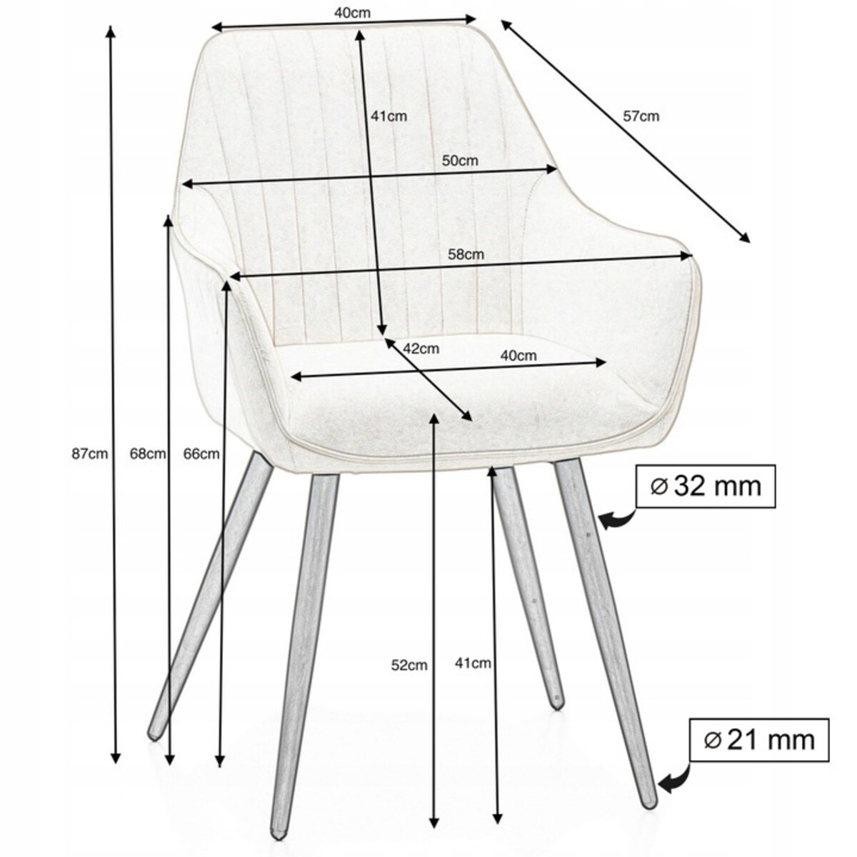 Krzesło tapicerowane pikowane welurowe do salonu jadalni nowoczesne PASSO beżowe