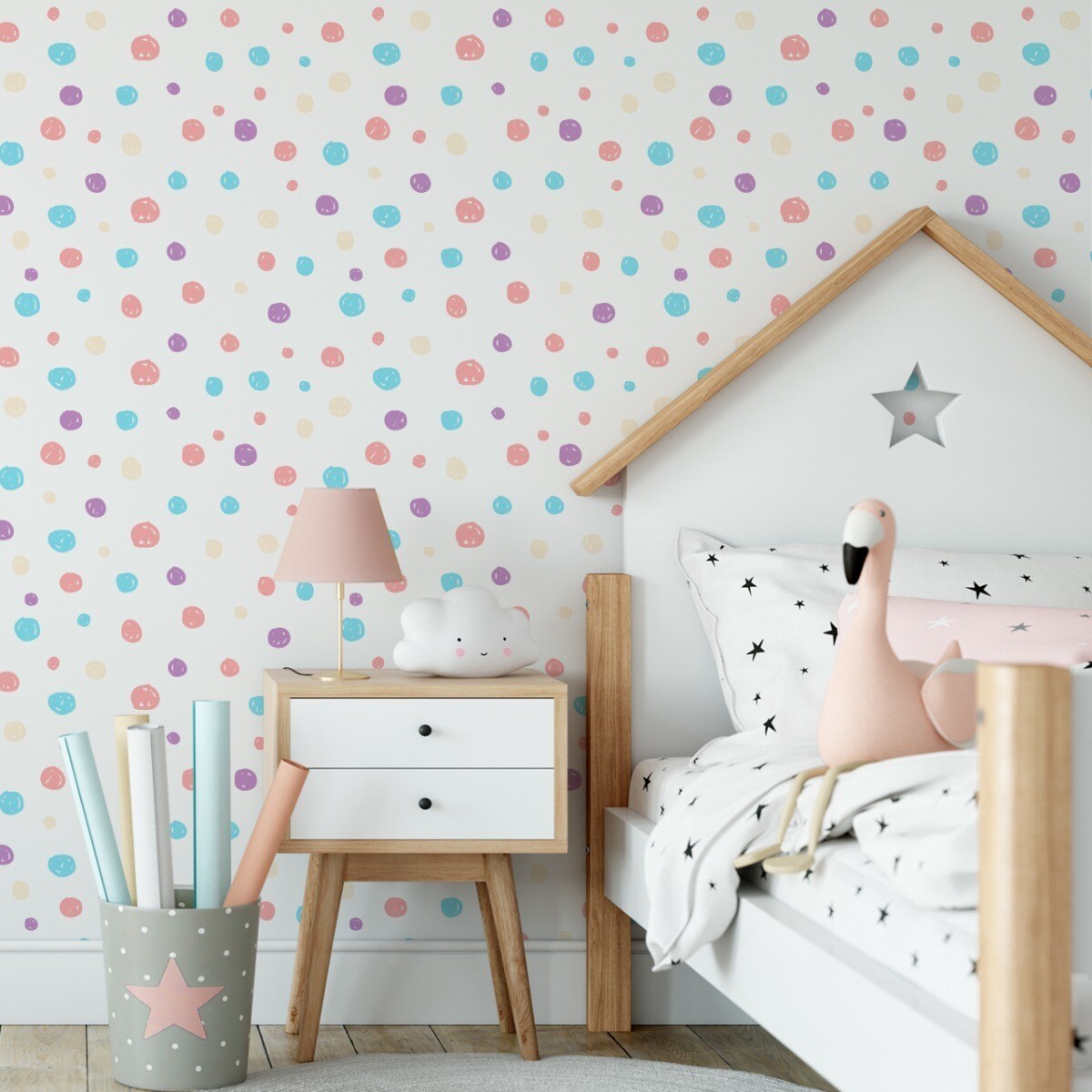 Tapeta Dla Dzieci Pastelowe KROPKI Groszki