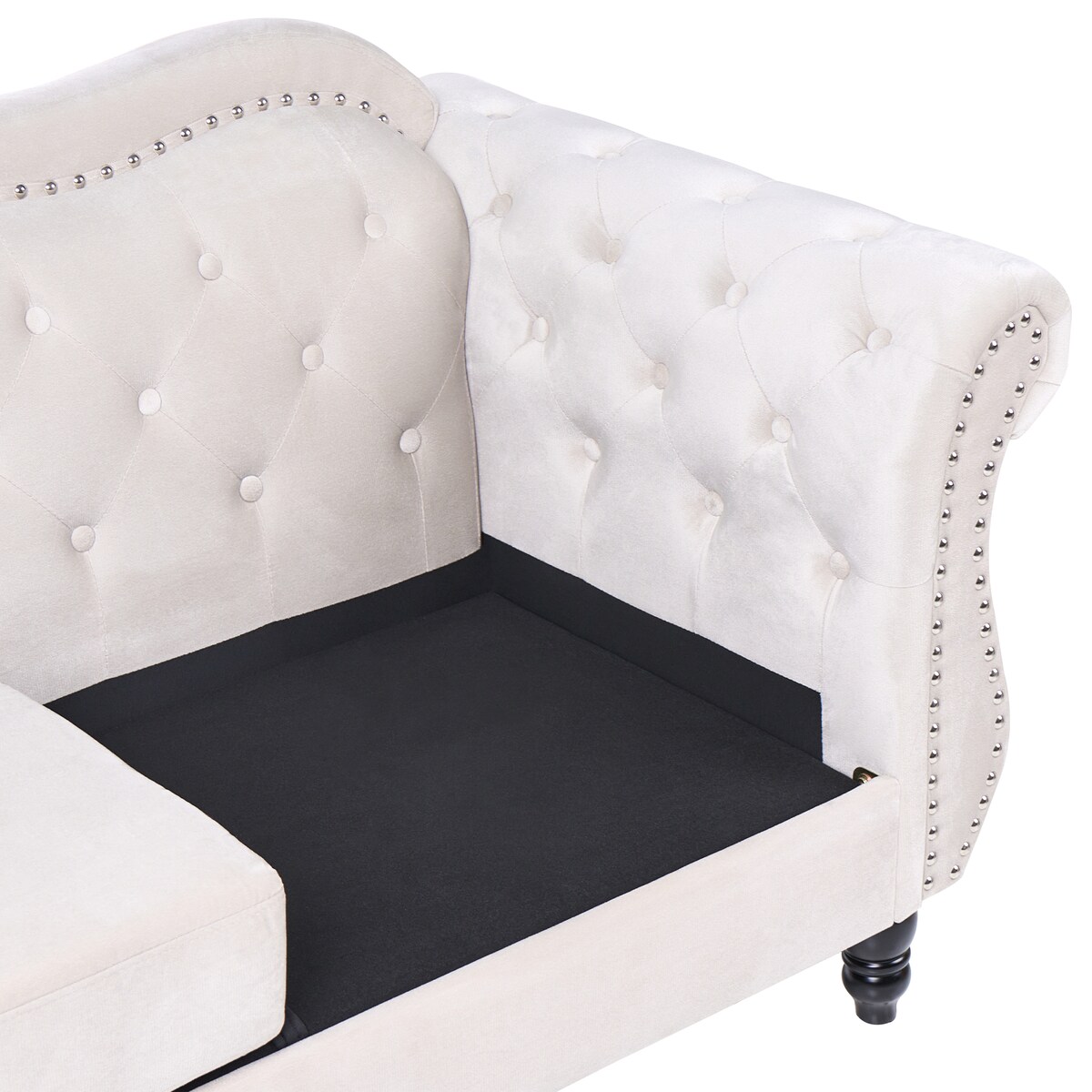 Sofa dla 3 osób SKIEN Welur Jasnobeżowy