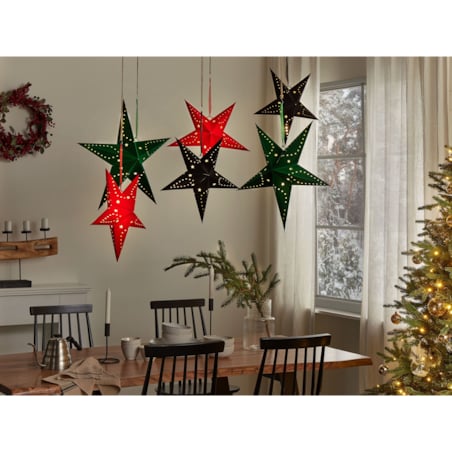 Zestaw 2 dekoracji wiszących LED MOTTI Gwiazda 60 cm Szmaragdowy