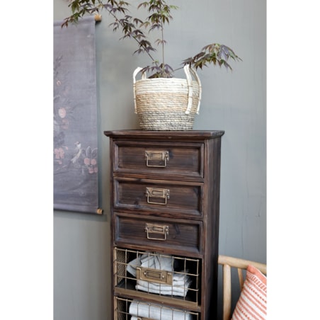 Komoda szafka z szufladami i drucianymi koszami 139 cm