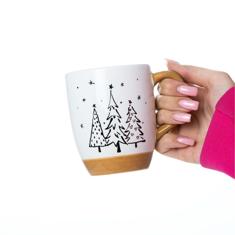 Kubek Świąteczny Ceramiczny Na Prezent 330 Ml Boże Narodzenie Drzewka 3 Choinki