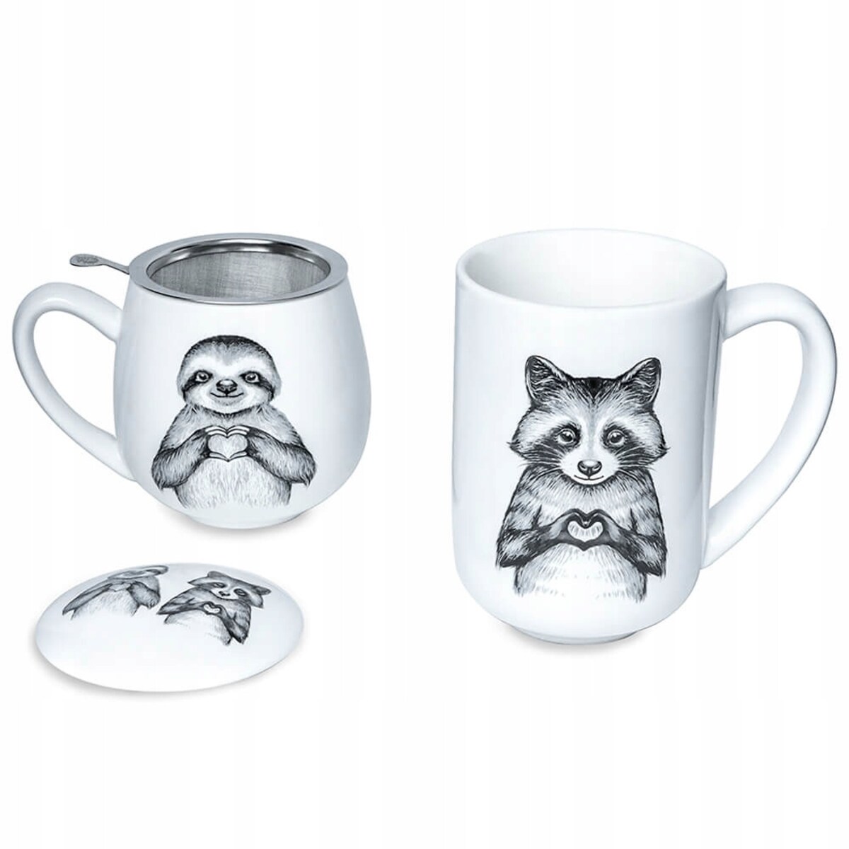 Porcelanowy kubek z uchwytem SZOP I LENIWIEC do kawy herbaty czekolady 400ml - prezent upominek dla kobiety faceta babci dziadka mamy taty dziewczyny chłopaka