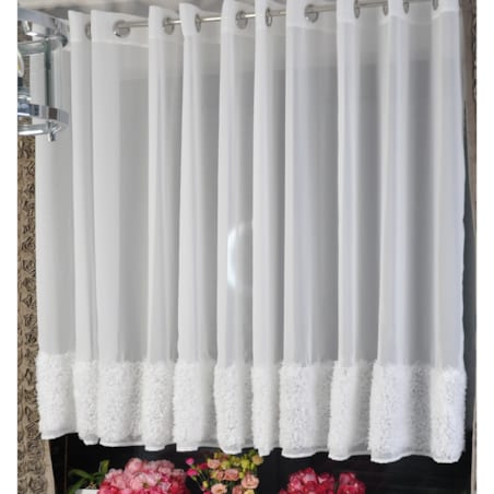 firana "lumiere 3d" z szyfonu biała | 400x140 przelotki