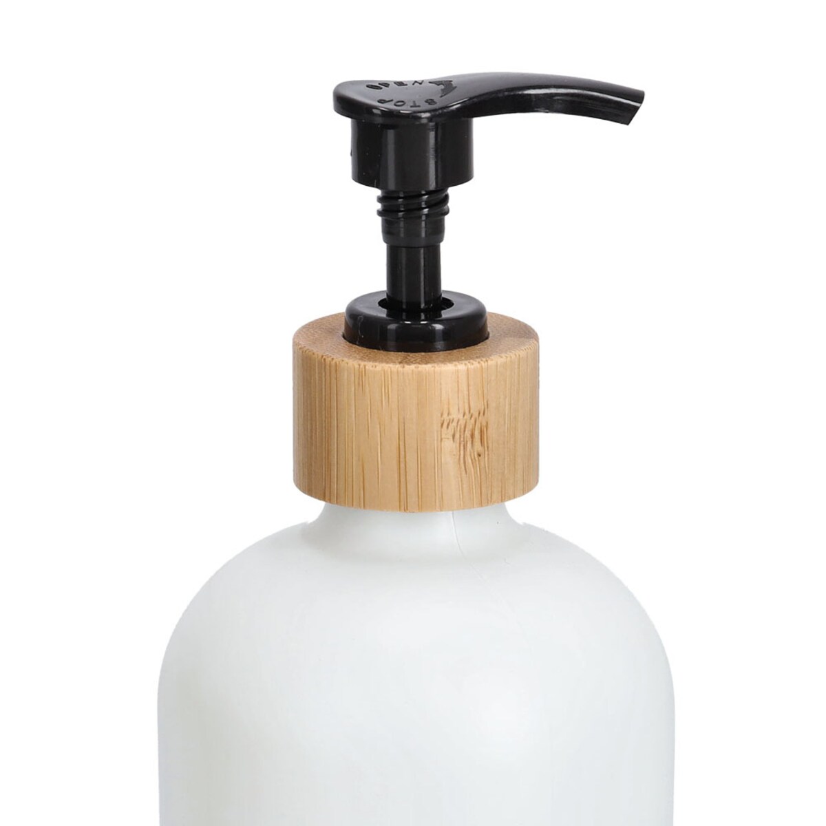 Zestaw dozowników na płyn i mydło z bambusową podstawką, 2 x 500 ml, kolor czarny
