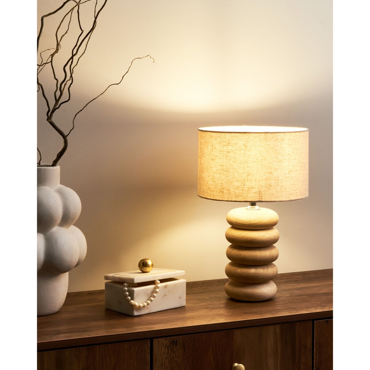 Lampa stołowa BETWA Drewno mango Jasnobrązowy