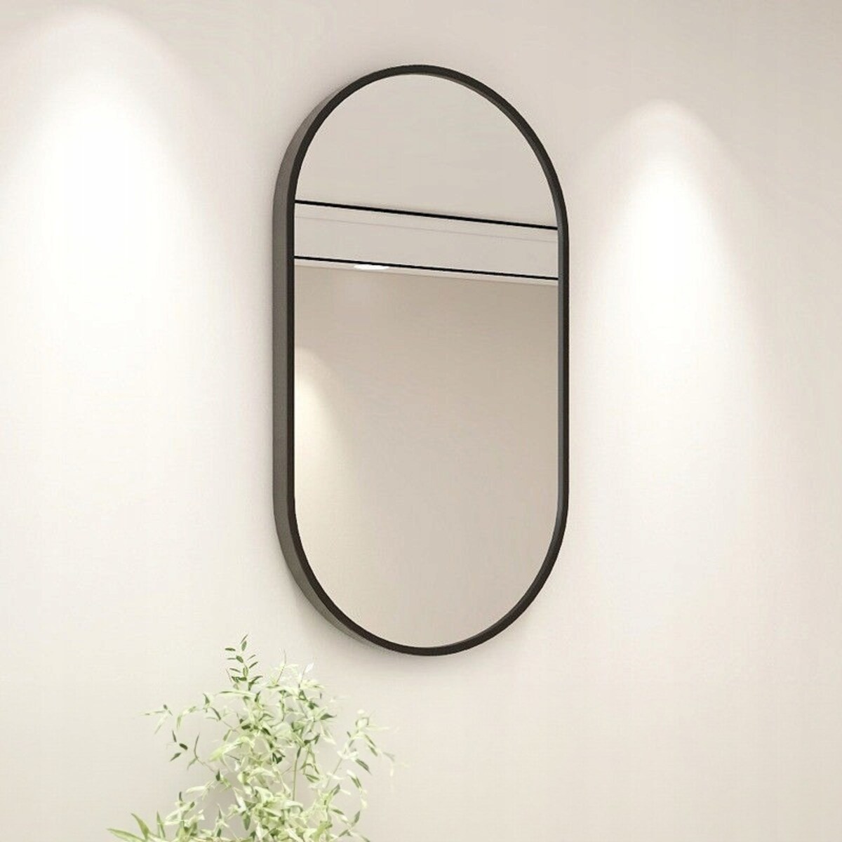 Duże lustro owalne industrialne łazienkowe salon sypialnia czarne 75x40 cm