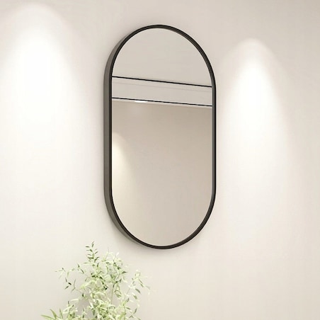 Duże lustro owalne industrialne łazienkowe salon sypialnia czarne 75x40 cm