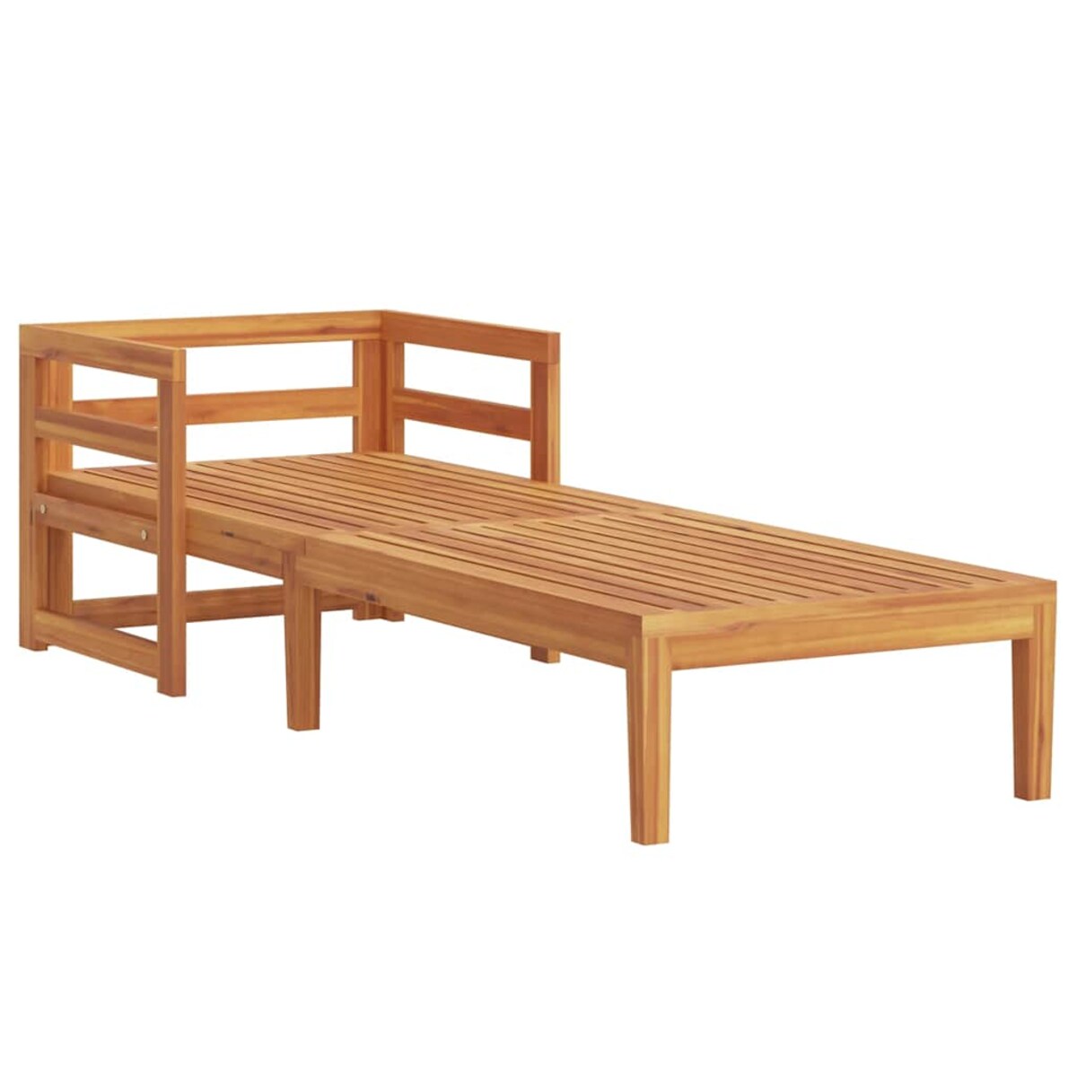 vidaXL Leżak z kremową poduszką, lite drewno akacjowe