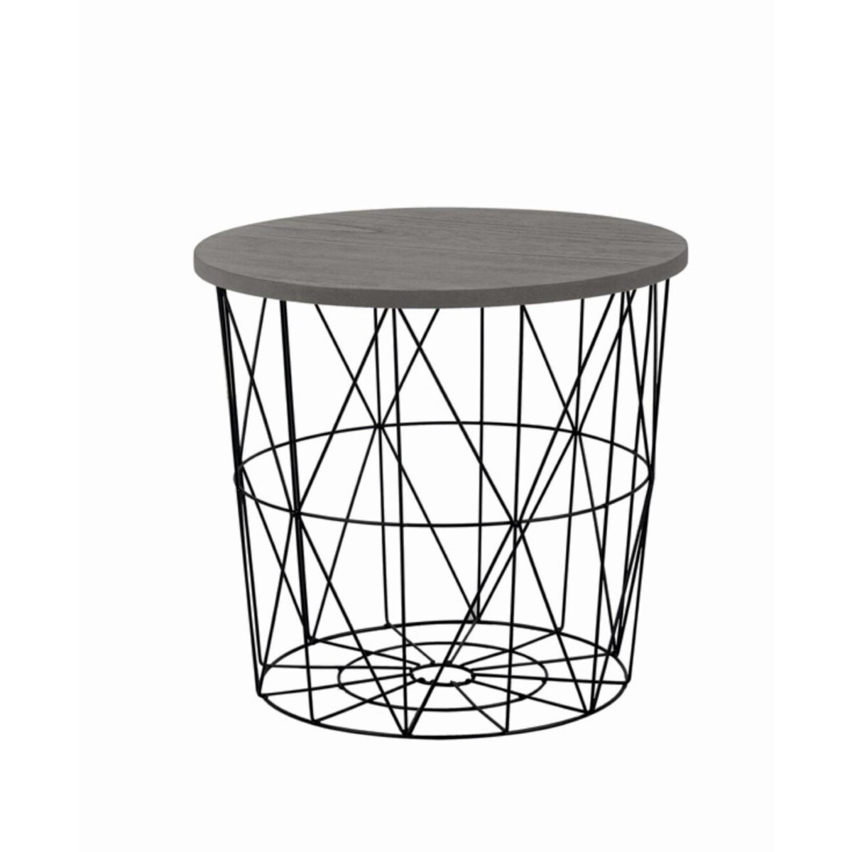 STOLIK KAWOWY Skalba 41x42 cm SZARY BLAT czarna podstawa