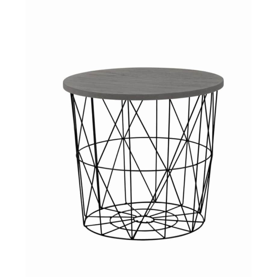 STOLIK KAWOWY Skalba 41x42 cm SZARY BLAT czarna podstawa