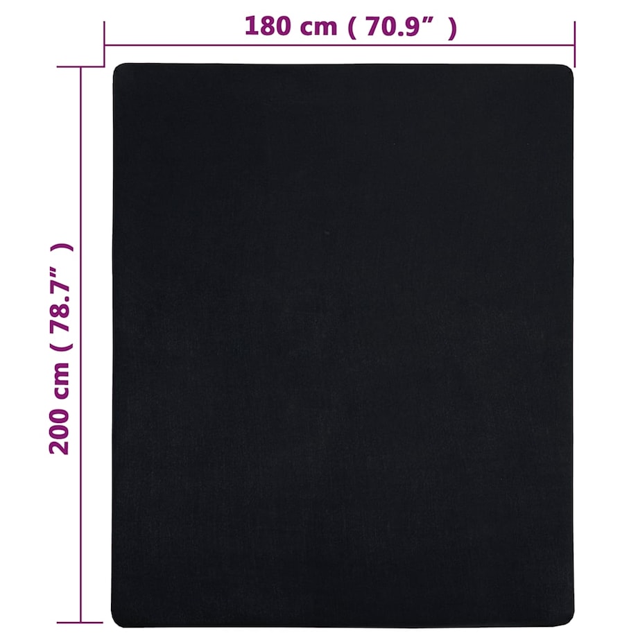 vidaXL Prześcieradła, 2 szt., czarne, 180x200 cm, dżersej bawełniany
