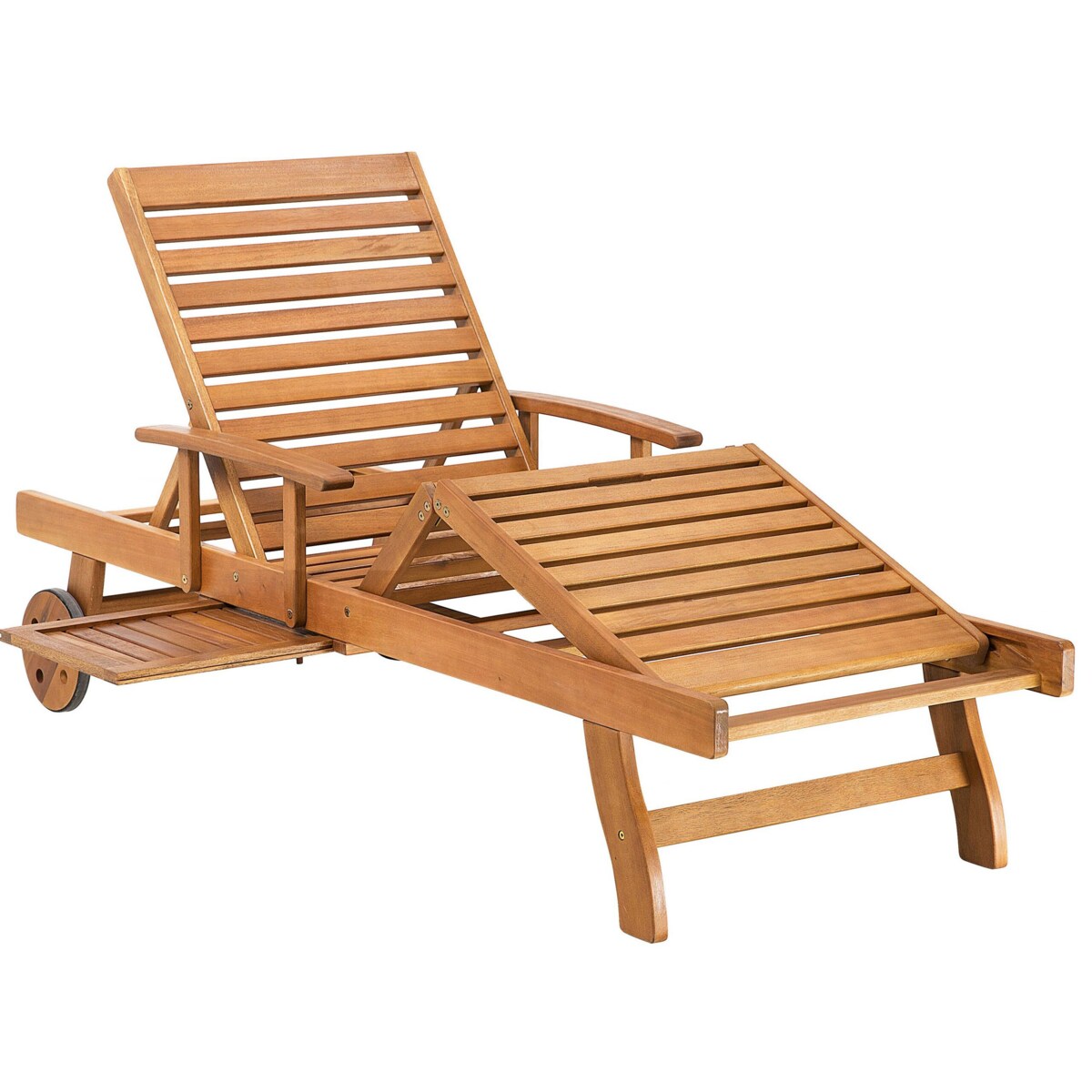 Leżak ogrodowy drewno akacjowe z poduszką niebieską JAVA