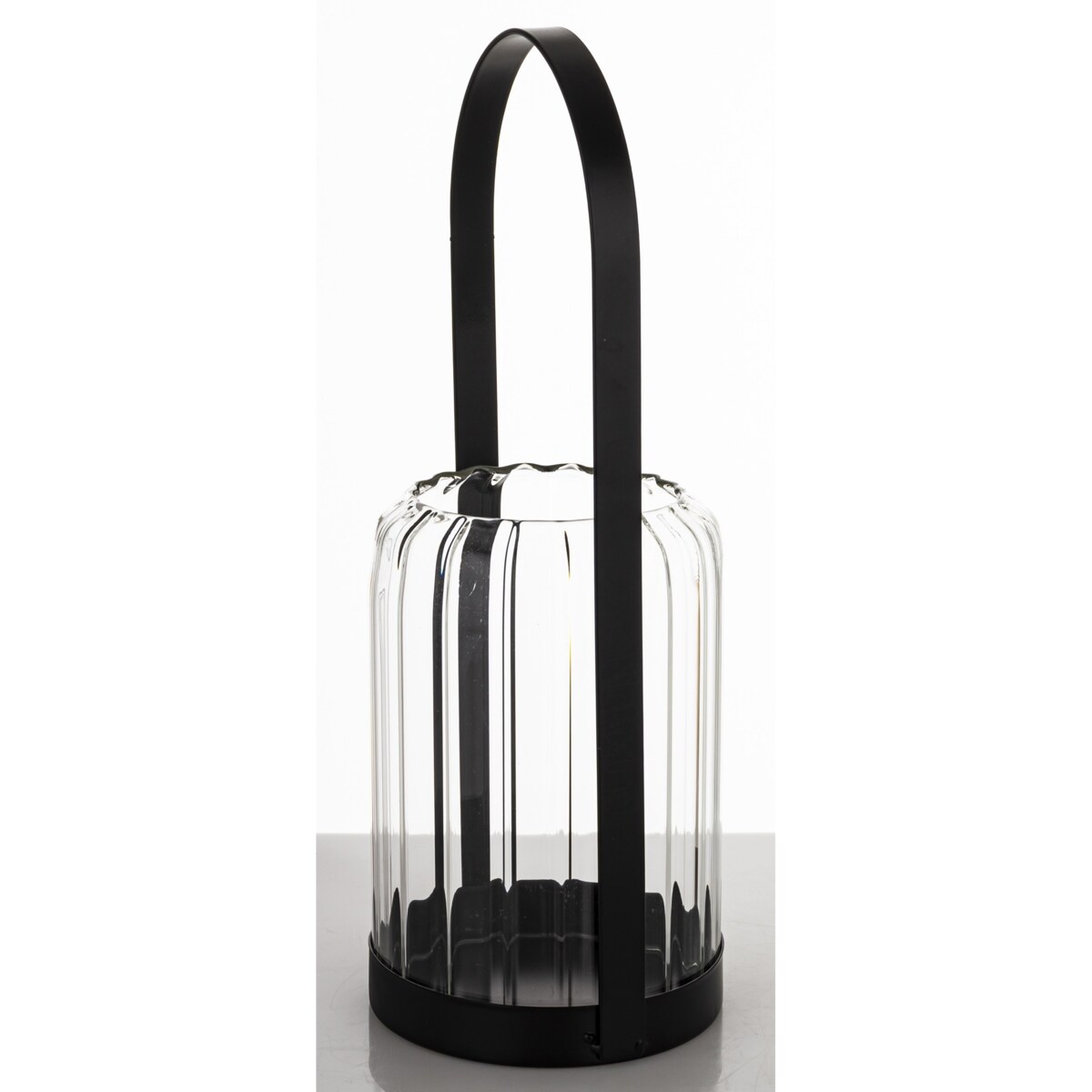 Lampion szklany z metalem 34x13x13 cm CORA