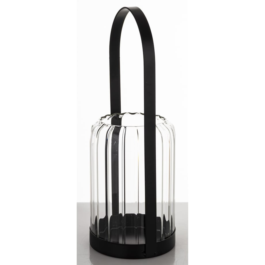 Lampion szklany z metalem 34x13x13 cm CORA