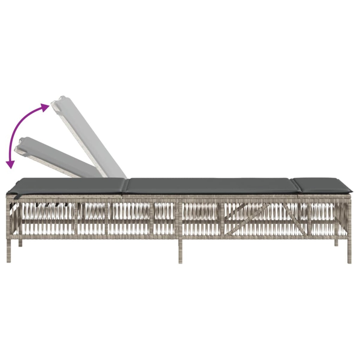 vidaXL Leżaki ze stolikiem, 2 szt., jasnoszare, polirattan