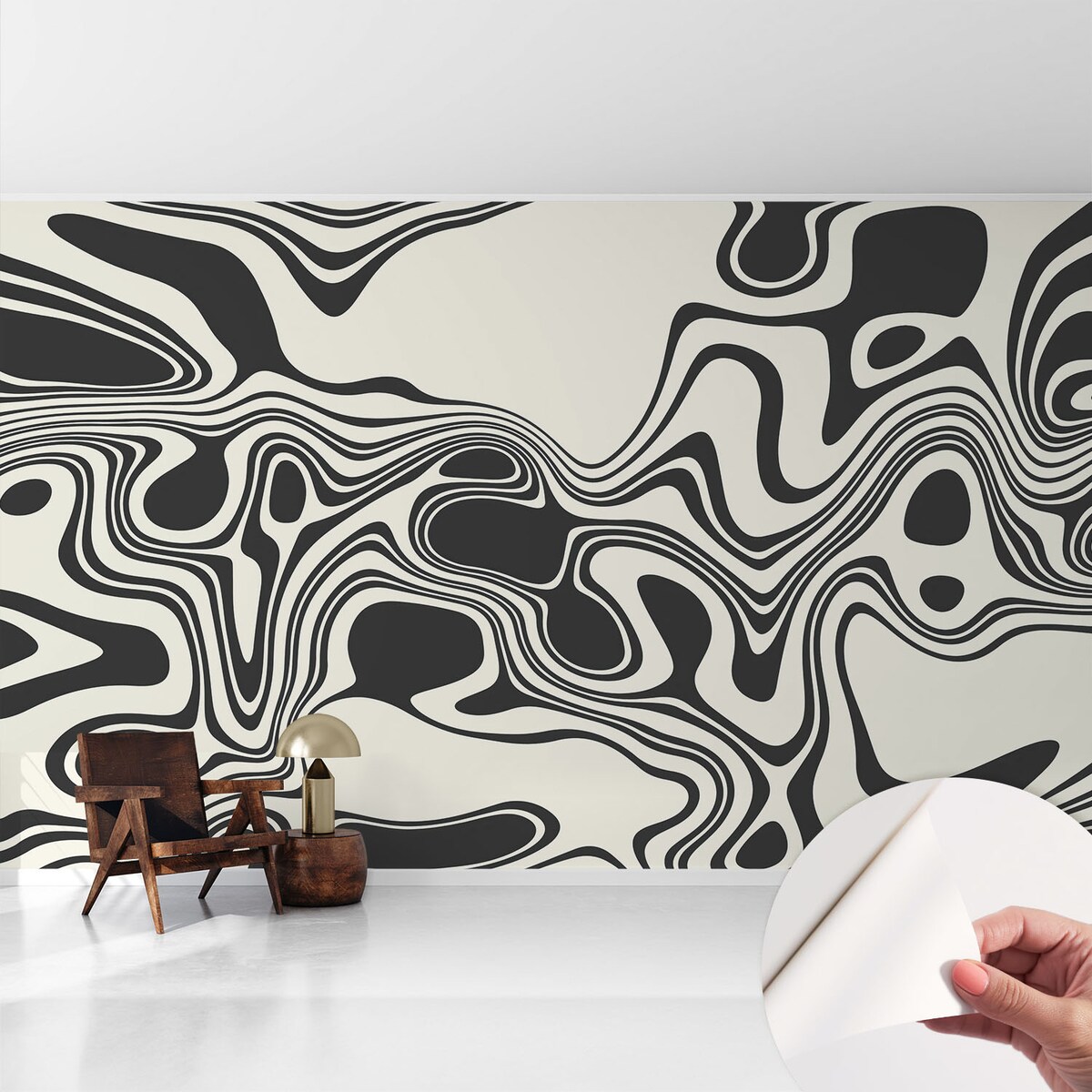 Fototapeta samoprzylepna 416x254 cm - Dynamiczne linie, tapeta ścienna czarno-biała