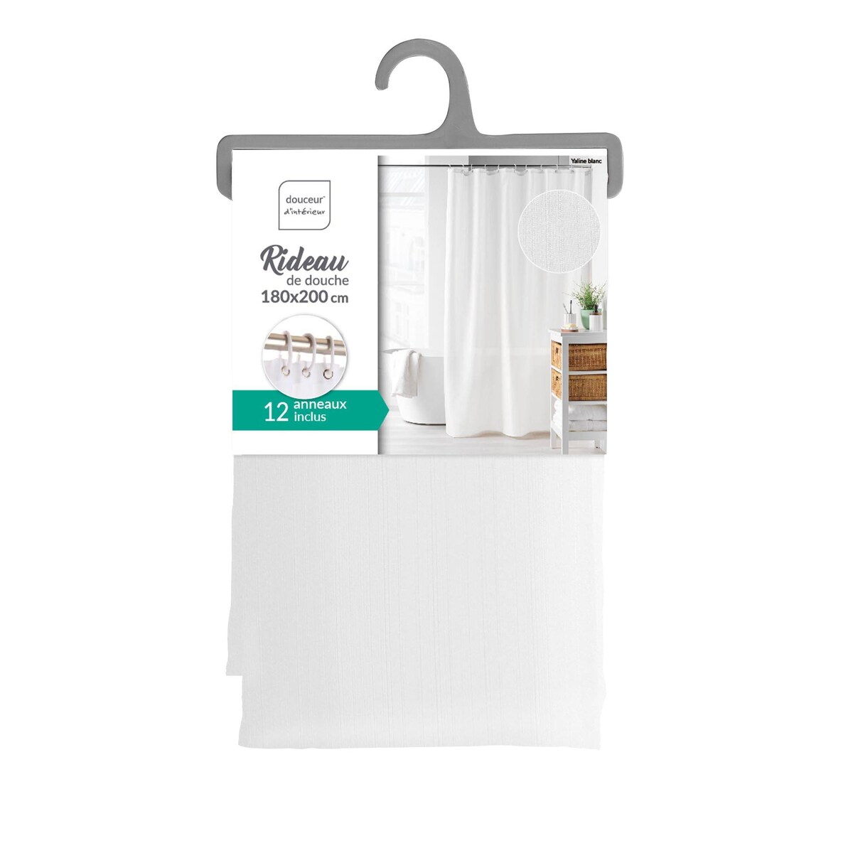 Poliestrowa zasłona prysznicowa YALINE, 180 x 200 cm