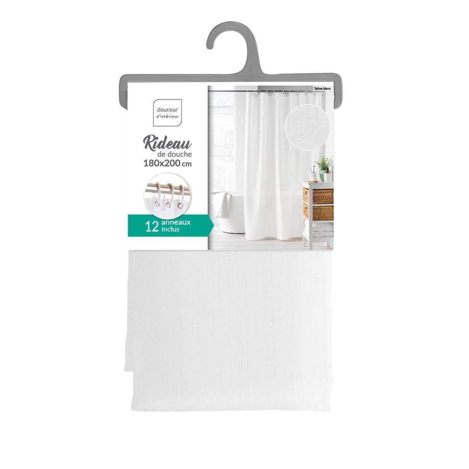 Poliestrowa zasłona prysznicowa YALINE, 180 x 200 cm
