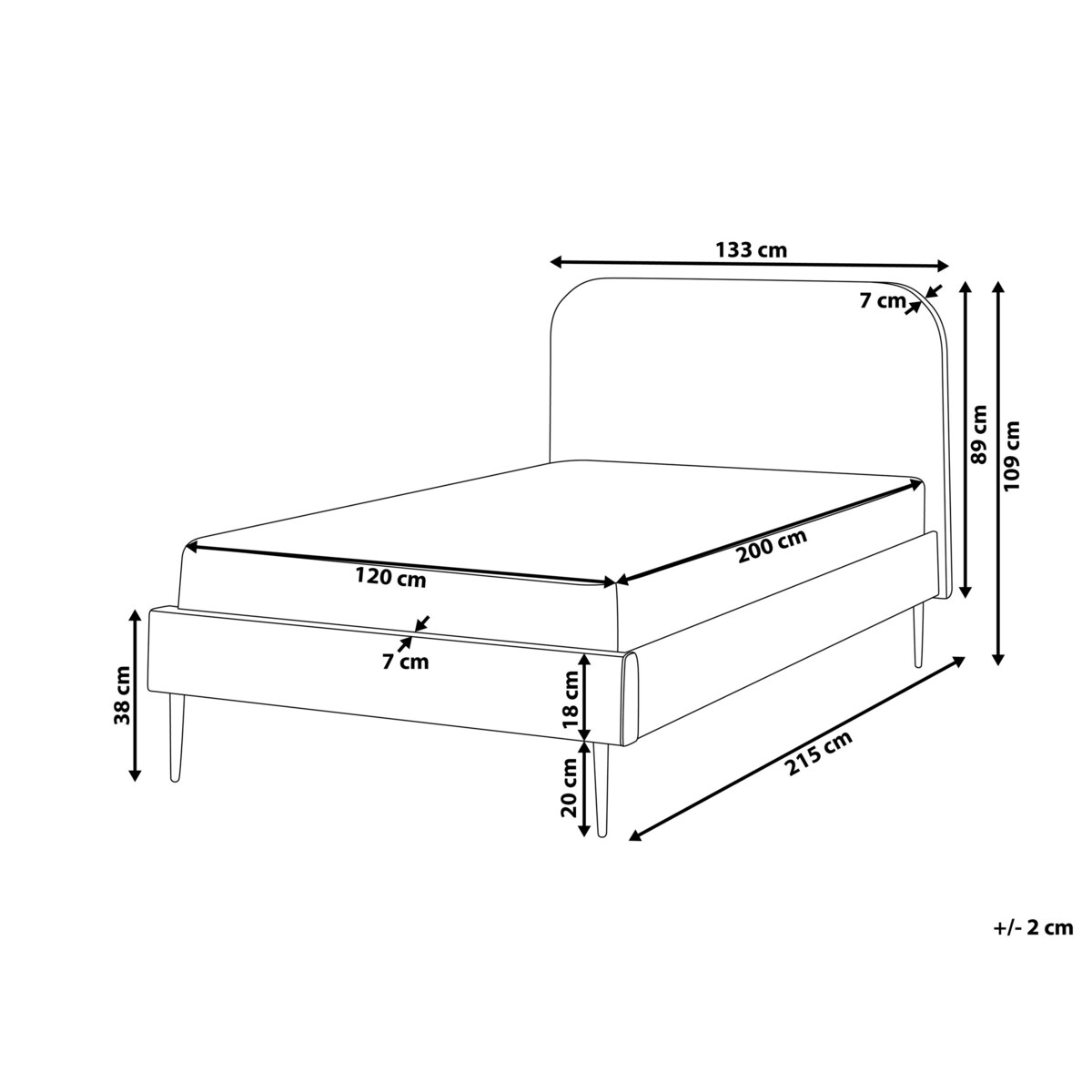 Łóżko Welur FLAYAT 120 x 200 cm Szary