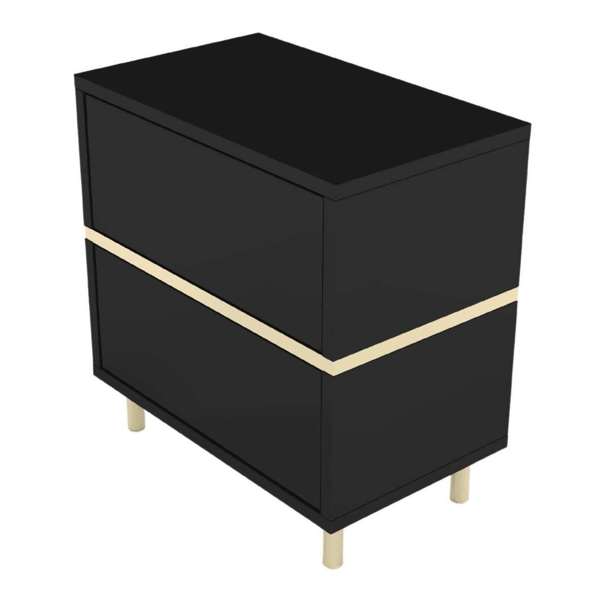 Elegancka czarna szafka nocna Dancan MARIKA ze złotymi dodatkami