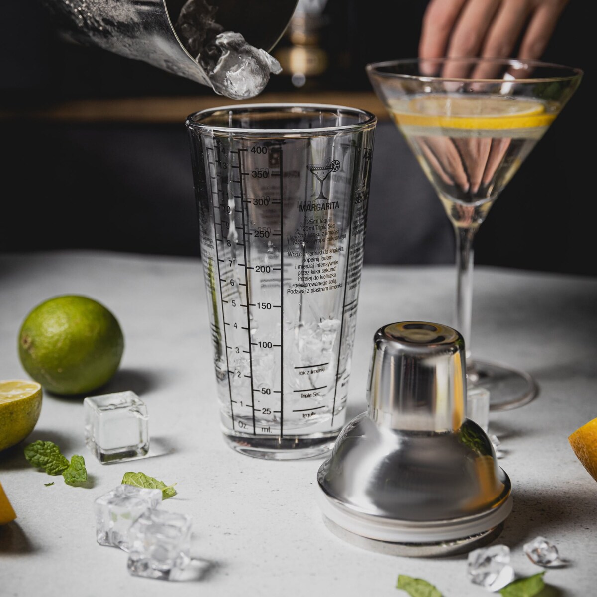 Shaker do drinków koktajli z przepisami barmański szklany 400ml KLAUSBERG
