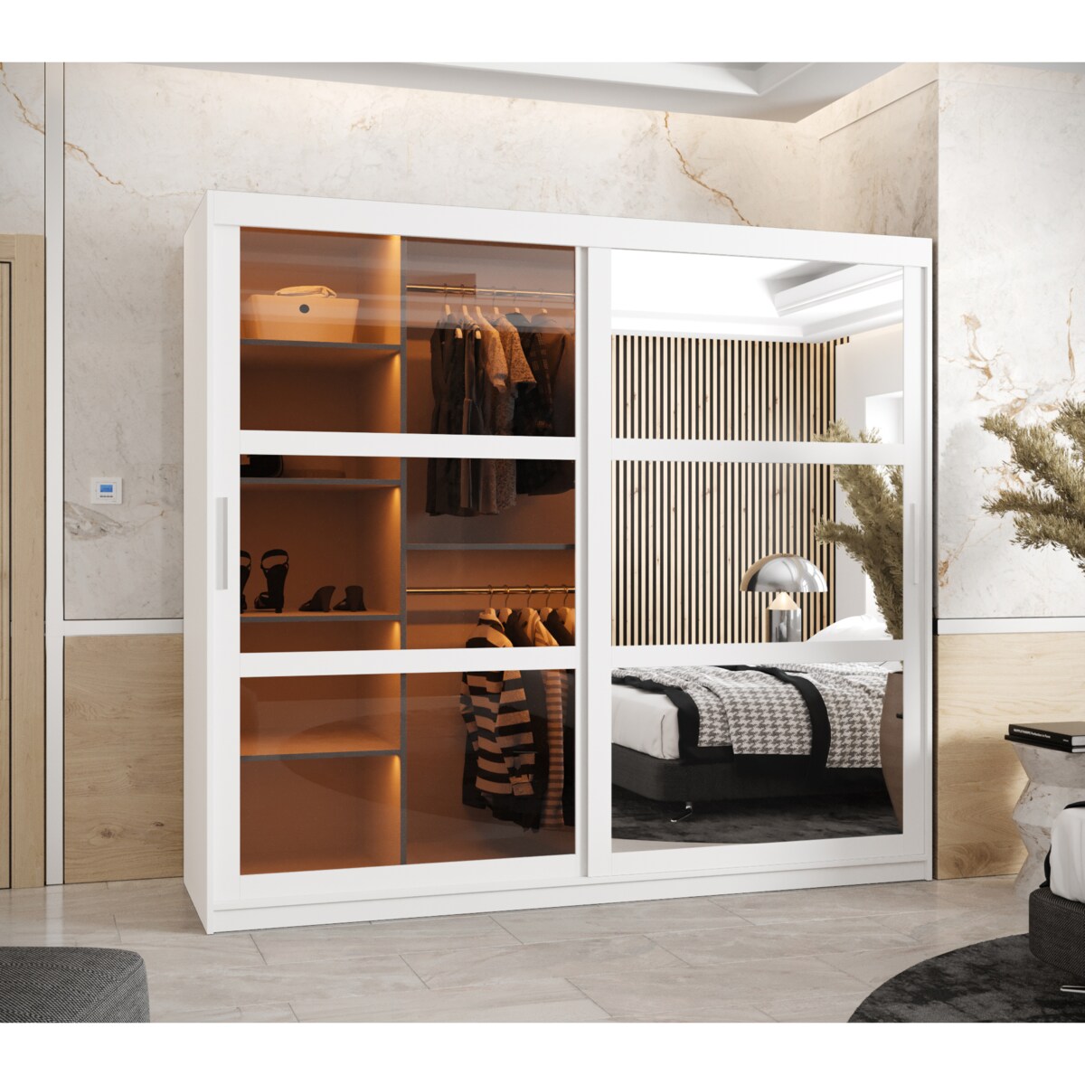 Szafa przesuwna Garderoba DOME 2 200 biały