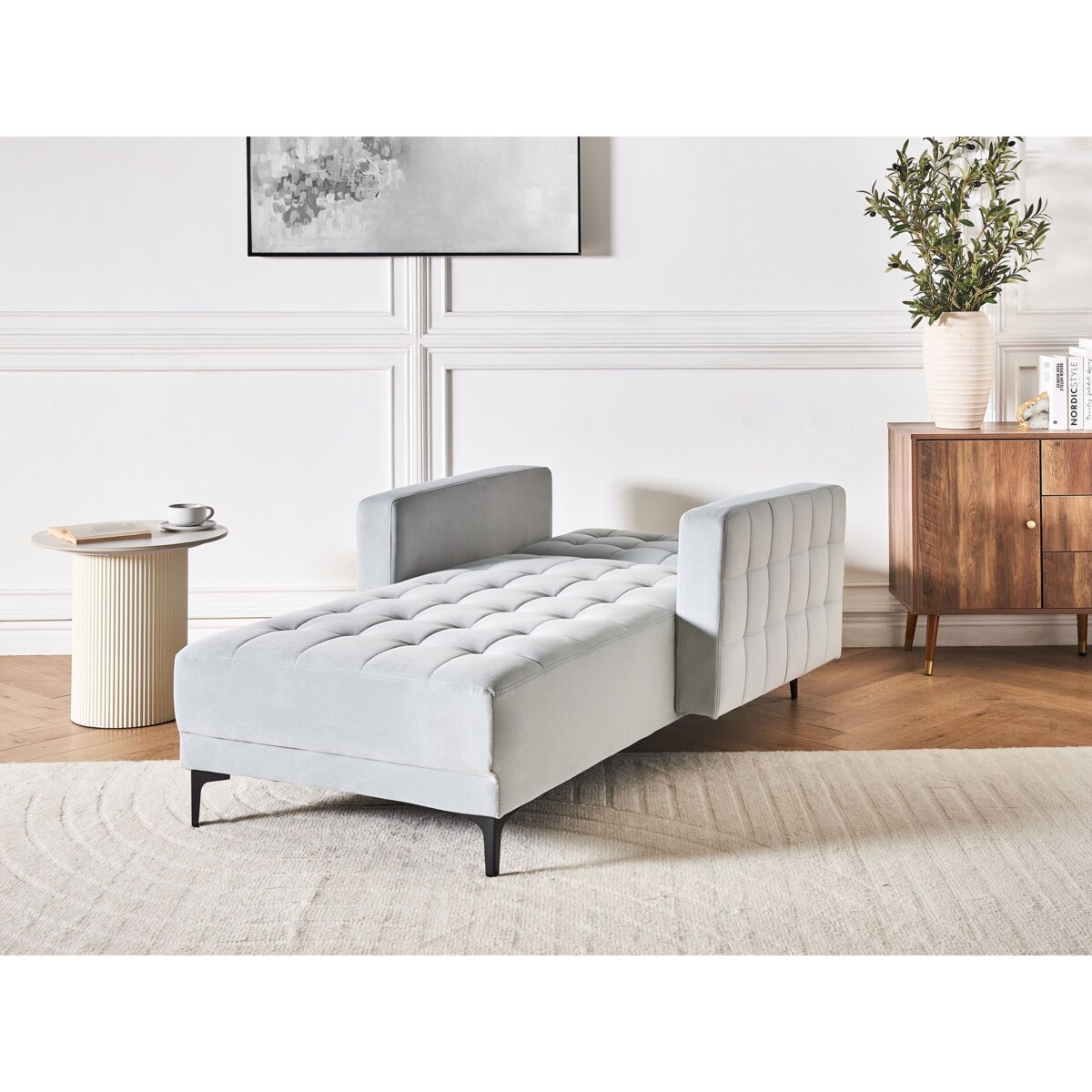 Szezlong welurowy jasnoszary ABERDEEN