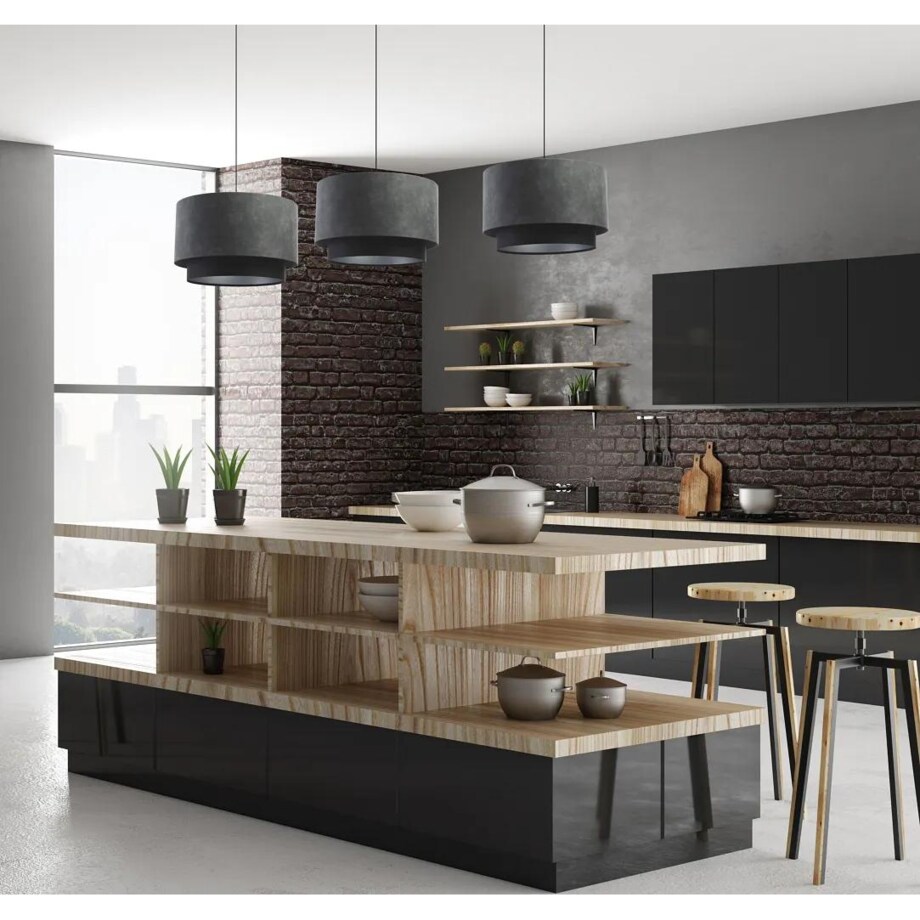 Lampa wisząca DOUBLE ZAMSZ 50 szara/czarna