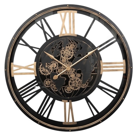 Zegar ścienny czarno-złoty 110 cm