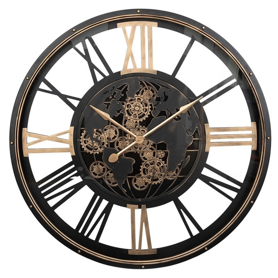 Zegar ścienny czarno-złoty 110 cm