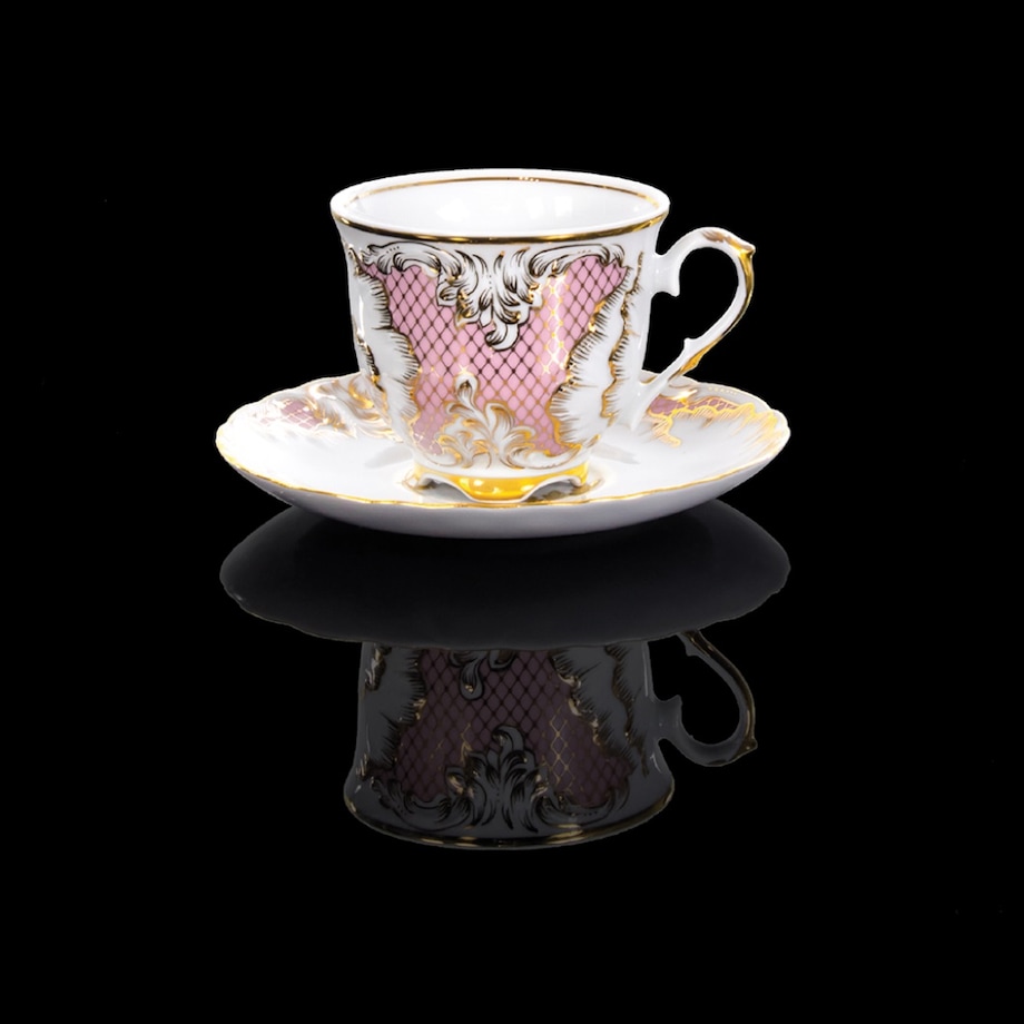 Filiżanka 250 ml ze spodkiem Rococo Rocaille Pudrowy Róż G353