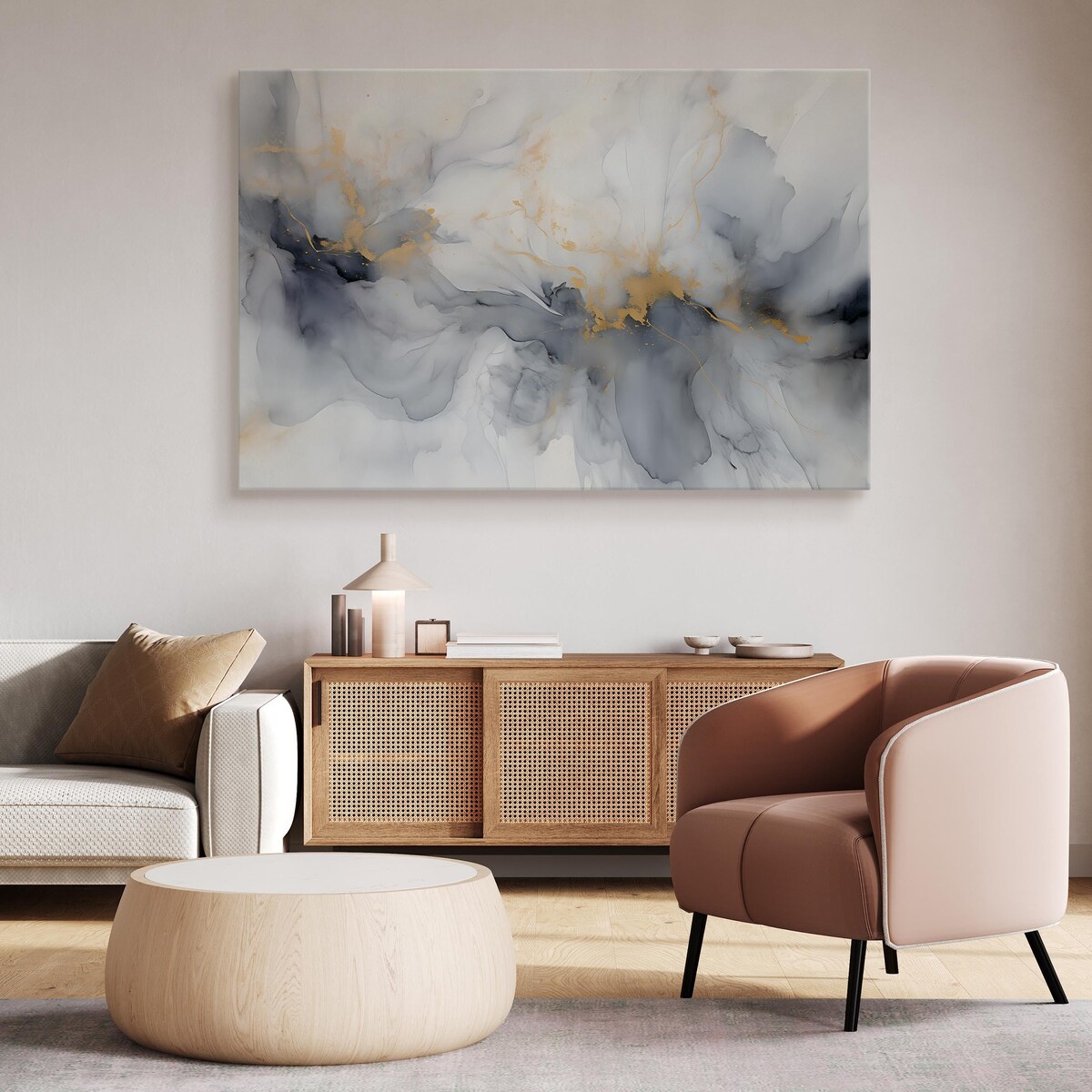 Obraz Na Płótnie Do Sypialni Delikatny MARMUR Abstrakcja Akwarele 120x80cm