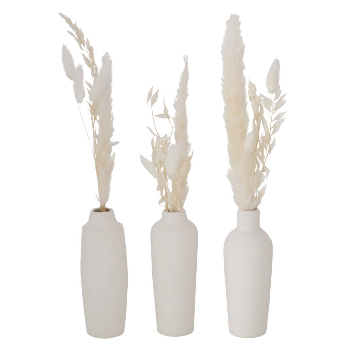 Porcelanowy wazon dekoracyjny Bianca, suszone kwiaty, wys. 16 cm