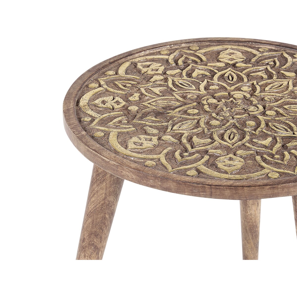 Zestaw 2 stolików pomocniczych z drewna mango ciemny RANJA