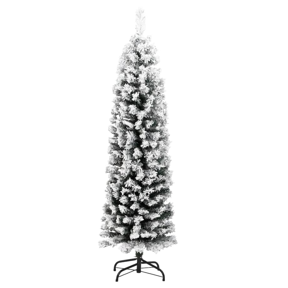 vidaXL Smukła sztuczna choinka pokryta śniegiem, zielona, 150 cm, PVC
