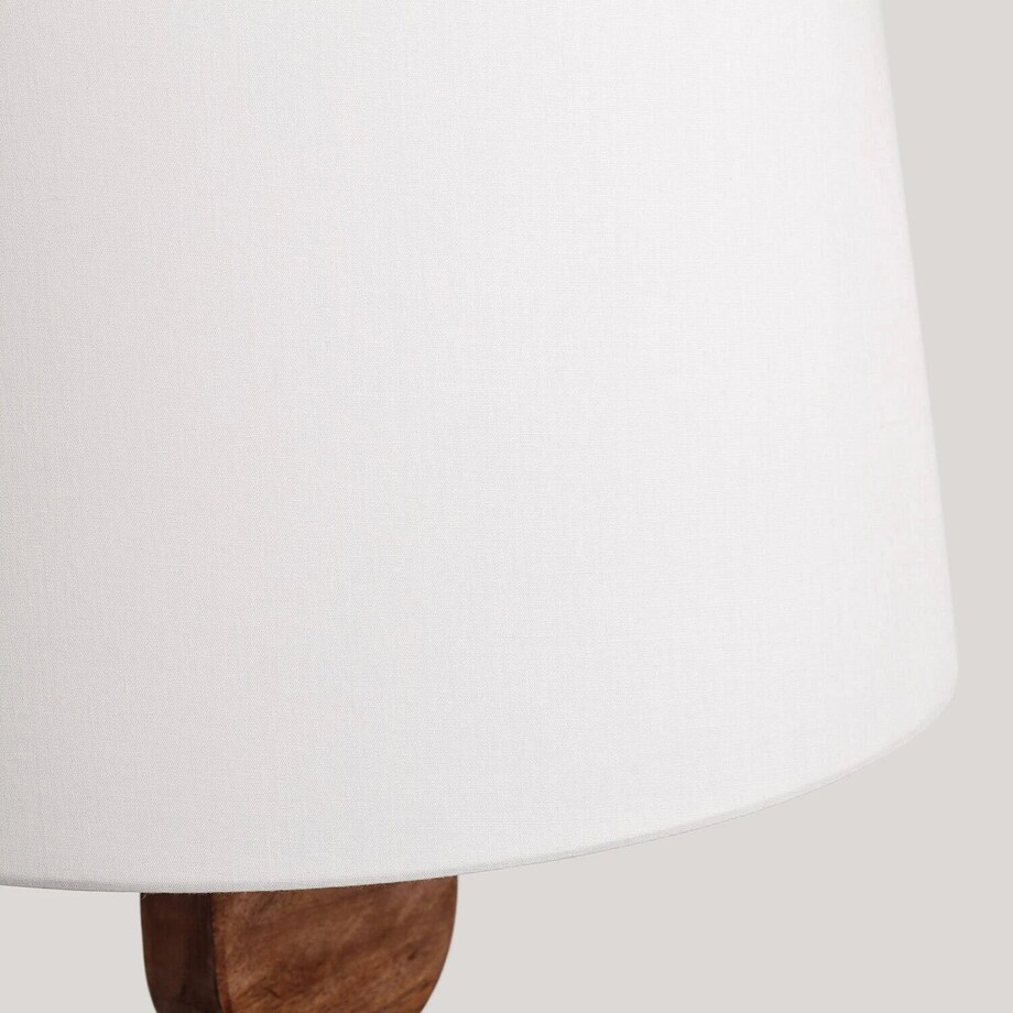 Lampa podłogowa z drewna mango z białym kloszem, Degma, 129 cm