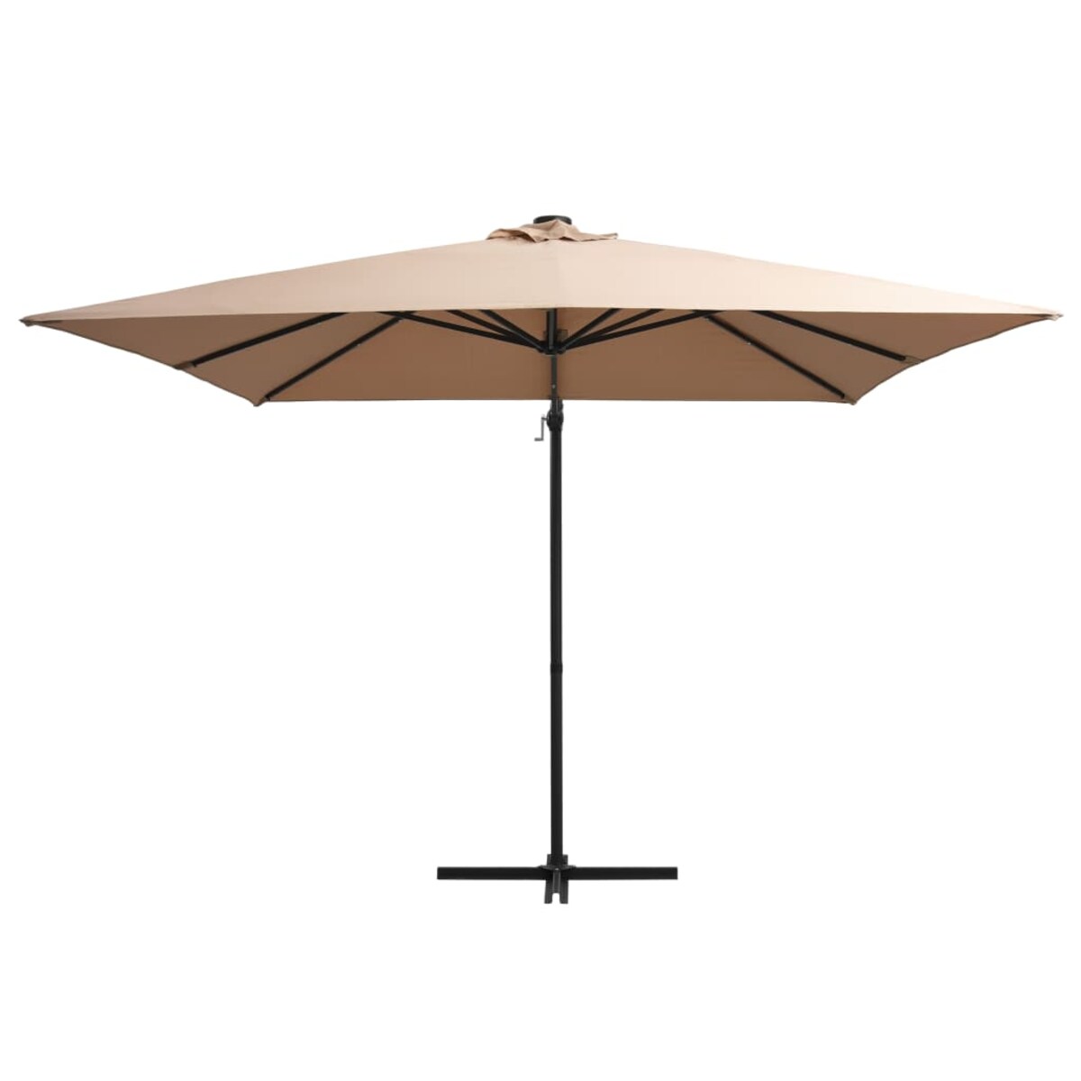 vidaXL Parasol wiszący z LED i stalowym słupkiem, 250x250 cm, taupe