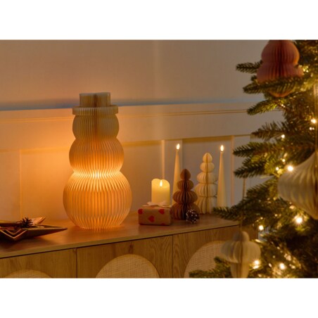 Dekoracja świąteczna Lampa stołowa BANGA Bałwan 51 cm Beżowy