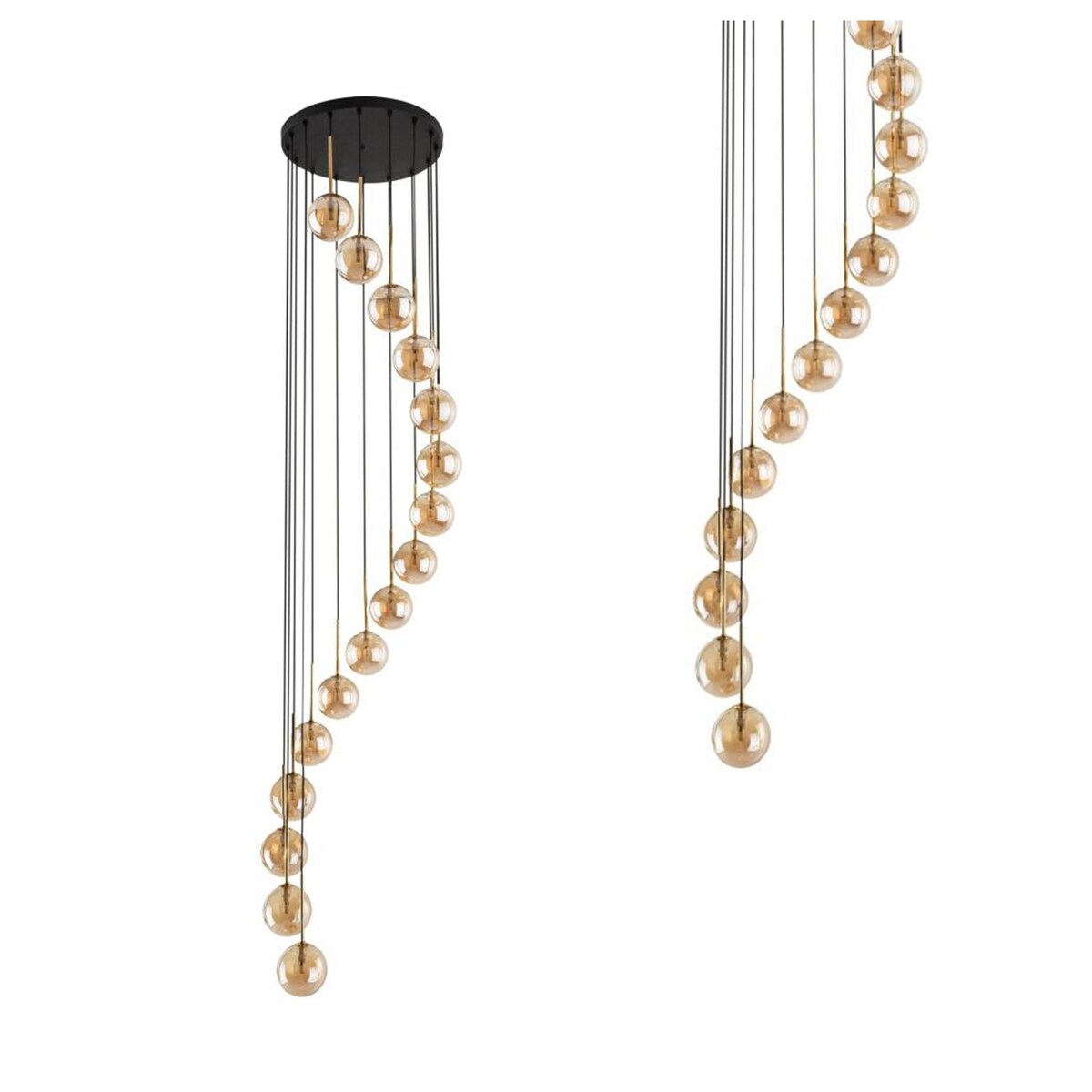 Lampa wisząca TK Lighting AURORA GOLD 6023 16xG9 czarno-złota szkło bursztynowe regulowana