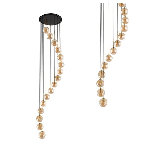 Lampa wisząca TK Lighting AURORA GOLD 6023 16xG9 czarno-złota szkło bursztynowe regulowana