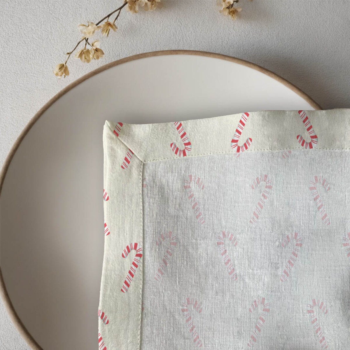 Serwetki świąteczne - Laski cukrowe - beż (2 szt.)