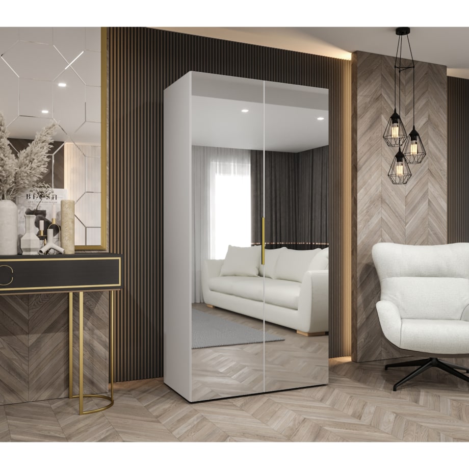 Szafa uchylna otwierana MARBELLA 3 100 wys. 202 cm Biały + u. Złoty