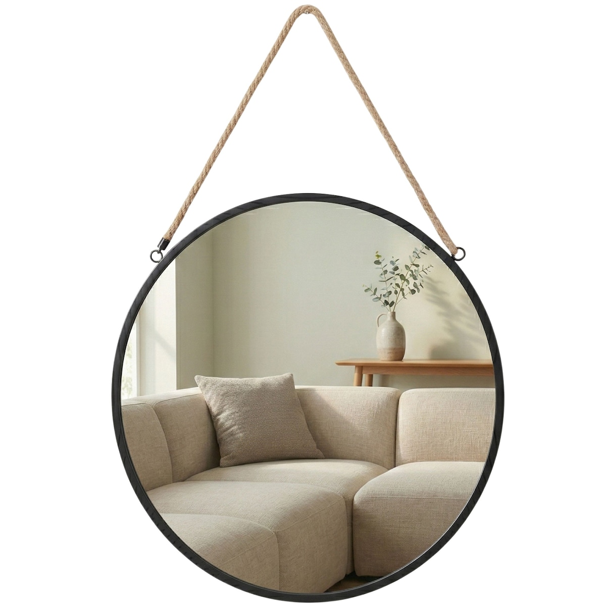 Lustro okrągłe TINDRA, Ø 50 cm, kolor czarny, metal