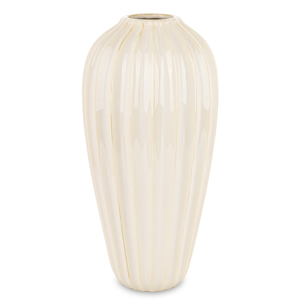 Wazon ceramiczny prążkowany 42x18x18 cm TEJANI-2 beżowy medium