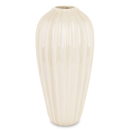 Wazon ceramiczny prążkowany 42x18x18 cm TEJANI-2 beżowy medium