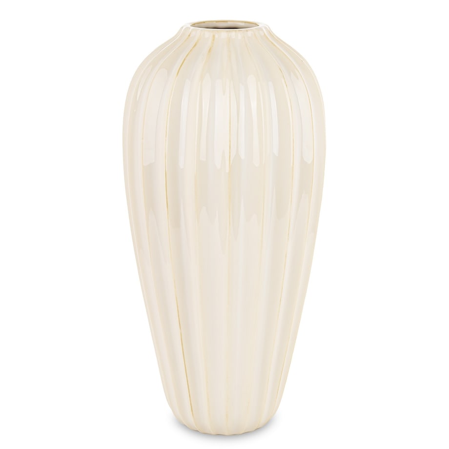 Wazon ceramiczny prążkowany 42x18x18 cm TEJANI-2 beżowy medium